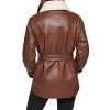 Women's Modern Updated Shacket Belted Trench Faux-Leather