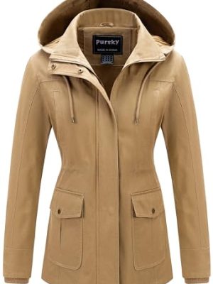 Women's Cotton Anorak Jacket Lightweight Casual Military Jackets Safari Utility Coats With Removable Hood