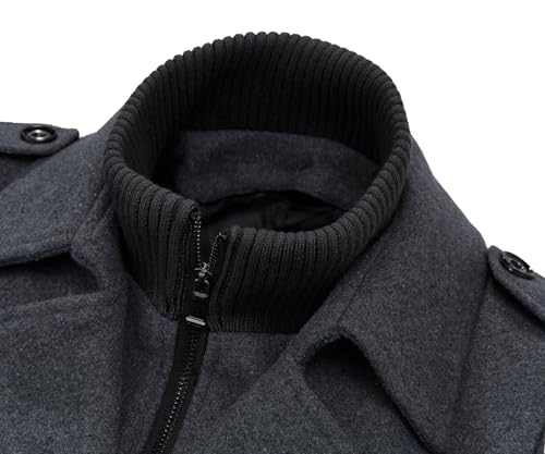 Men's Pea Coat Wool Jacket Windbreaker Single Breasted Winter Coat