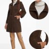 Faux Suede Coat for Women's Belted Long Zipper Jacket
