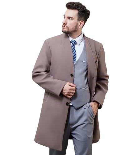 Men Wool Trench Coat Slim Fit Winter Coat