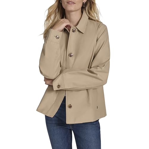 Women's Solid Cropped Trench Coat Jacket