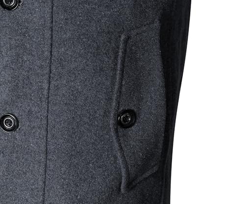 Men's Pea Coat Wool Jacket Windbreaker Single Breasted Winter Coat