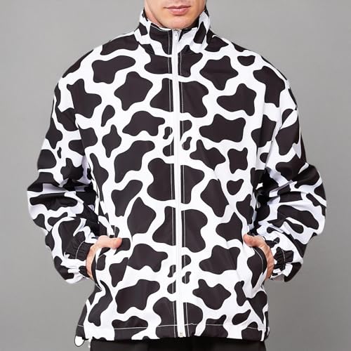 51K2h-QXwCL.jpg Mens Cow Casual Jackets Lightweight Fashion Sportswear Retro Windbreaker