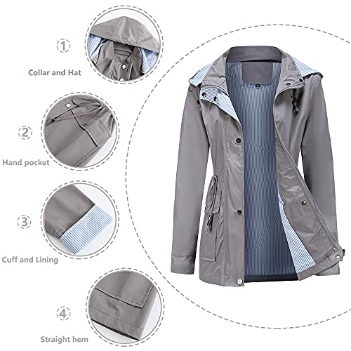 51LCClLsqkL.jpg Womens Raincoat Windbreaker Waterproof Lightweight Lined Hooded Rain Jacket