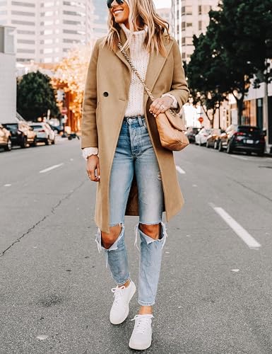 Women's Winter Wool Coat Casual Notch Lapel Single-Breasted Peacoat